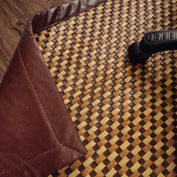 Gorgeous Handmade Woven Saddle Leather Area rug - Tan -5 x 8 Ft